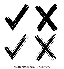 check marks, wrong marks, hand drawn vector check symbols