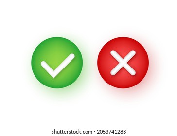 Check marks yes and no, check mark icon symbol. Vector stock illustration. 