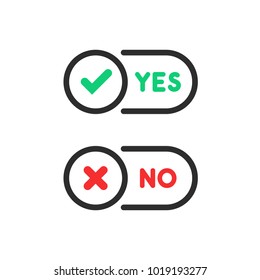 check marks yes and no ui button. concept of poor or good test result or performance compliance review. flat simple trend red and green checkmark x logotype graphic linear design isolated on white