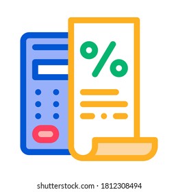 Check with Mathematical Interest Calculations Icon Vector. Outline Check with Mathematical Interest Calculations Sign. Isolated Contour Symbol Illustration