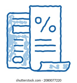 Check with Mathematical Interest Calculations sketch icon vector. Hand drawn blue doodle line art Check with Mathematical Interest Calculations sign. isolated symbol illustration
