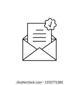 Check, message, email icon. Simple line, outline vector of information transfer icons for ui and ux, website or mobile application