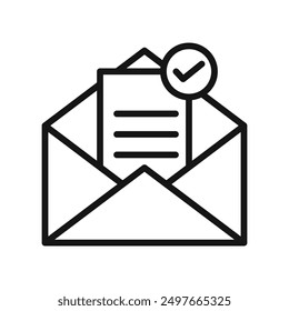 check message icon Black line art vector
