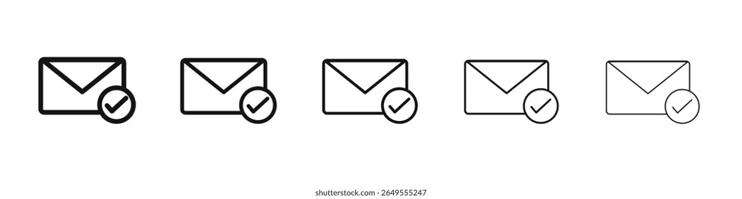 Icono de mensaje de verificación Letrero de Vector blanco y negro