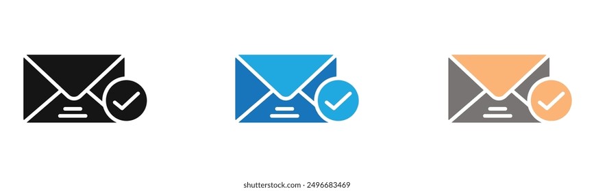 check message icon outline collection or set in black and white