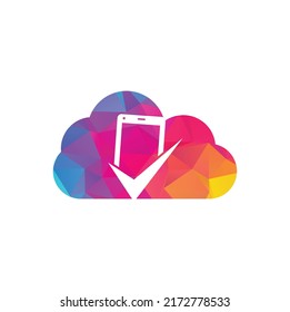 Check mobile cloud shape concept logo design template vector. Mobile Repair Logo icon. Mobile App Logo