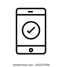 check mobile thin line vector icon