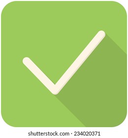 Check, modern flat icon with long shadow