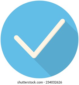Check, modern flat icon with long shadow