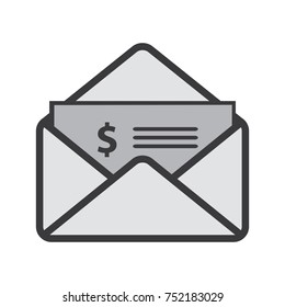 Check Money Icon Inside Envelope Vector Icon, 