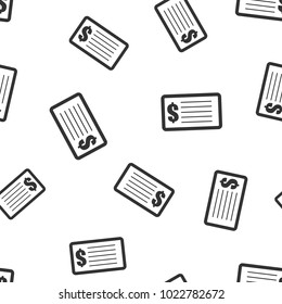 Check money seamless pattern background icon. Flat vector illustration. Check dollar sign symbol pattern.