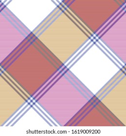 Check mosaic tablecloth fabric texture seamless pattern. Vector illustration.