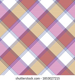 Check mosaic tablecloth fabric texture seamless pattern. Vector illustration.