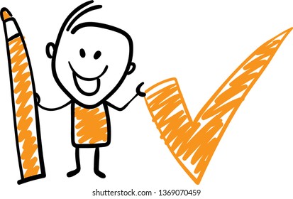 
Check Ok done - Doodle style vector illustration object isolated hand draw