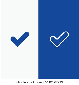 Check, Ok, Tick, Good Line and Glyph Solid icon Blue banner Line and Glyph Solid icon Blue banner