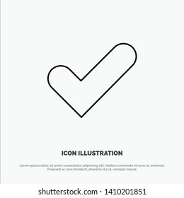 Check, Ok, Tick, Good Line Icon Vector