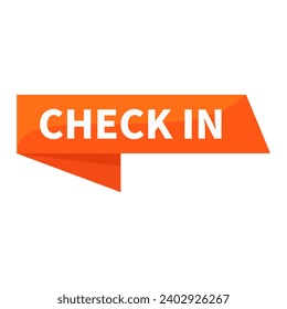 Check In On Orange Rectangle Ribbon Shape For Promotion Business Marketing Information Social Media
