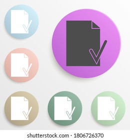 check on a piece of paper badge color set. Simple glyph, flat vector of web icons for ui and ux, website or mobile application