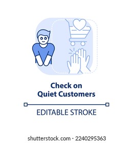 Active el icono de concepto silencioso de color azul claro del cliente. Ilustración de línea delgada de la estrategia de compromiso del cliente abstracta. Dibujo de contorno aislado. Trazo editable. Fuentes Arial, Myriad Pro-Bold utilizadas