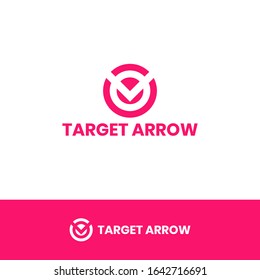 check on the target with red color, use modern and simple logo icon design template