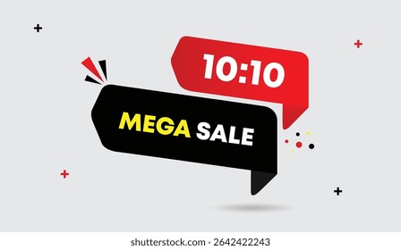 Check out 10 to 10 mega sale editable web banner design badge icon red gradient black dark gray white light gray background perfect for business abstract and modern marketing needs