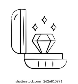 Check out amazing doodle icon of diamond ring box
