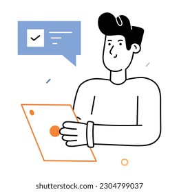 Check out the catchy sketchy illustration of check message 