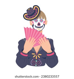 Check out catrina outfit flat character design 