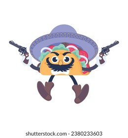 Echa un vistazo al icono plano del taco del vaquero 