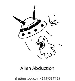 Check out doodle icon of alien abduction 