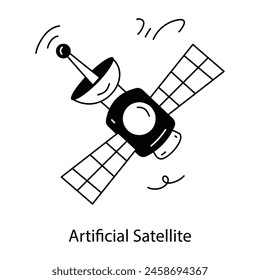 Echa un vistazo al doodle icono de un satélite artificial 