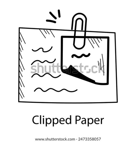 Check out doodle icon of clipped paper 
