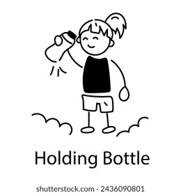 Check out doodle icon of kid holding bottle 