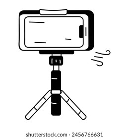 Check out doodle icon of mobile tripod 