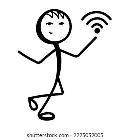 Check out doodle icon of wifi user  
