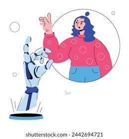 Echa un vistazo a la mini ilustración del holograma robot doodle 
