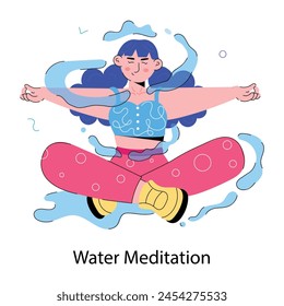 Check out doodle mini illustration of water meditation 