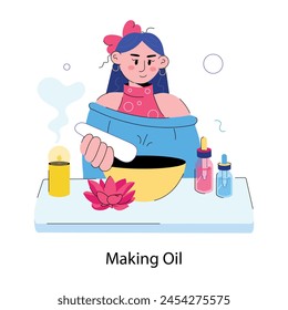 Check out doodle mini illustration of girl making oil 