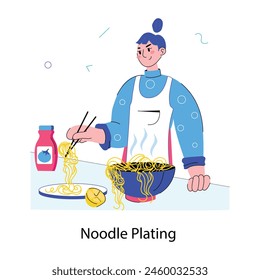 Echa un vistazo doodle mini ilustración de tallado de fideos 
