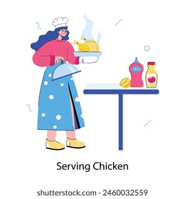 Check out doodle mini illustration of serving chicken 