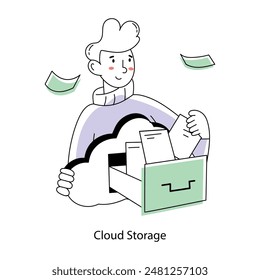 Check out doodle mini illustration of cloud storage 