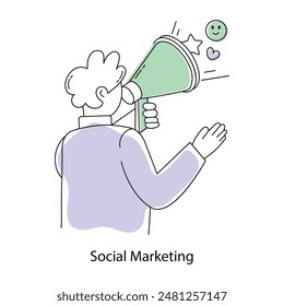 Echa un vistazo a la mini ilustración de doodle de marketing social 