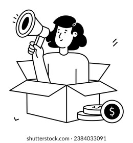 Check out the editable glyph illustration of paid advertising 