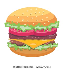 Schauen Sie sich das flache Design des Hamburgers an 