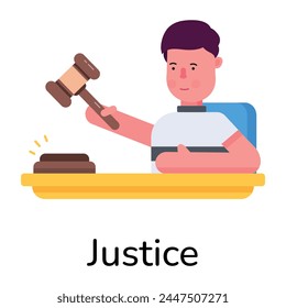 Echa un vistazo al icono plano que representa la justicia 