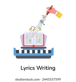 Check out flat icon of lyrics writing 