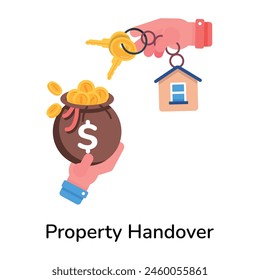 Check out flat icon of property handover 