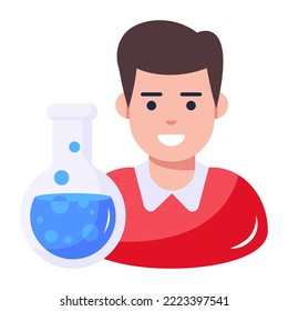Echa un vistazo a un icono plano del estudiante de ciencias 
