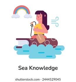 Echa un vistazo al icono plano del conocimiento del mar 