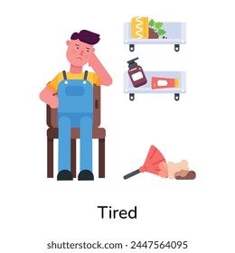 Check out flat icon of a tired servant 